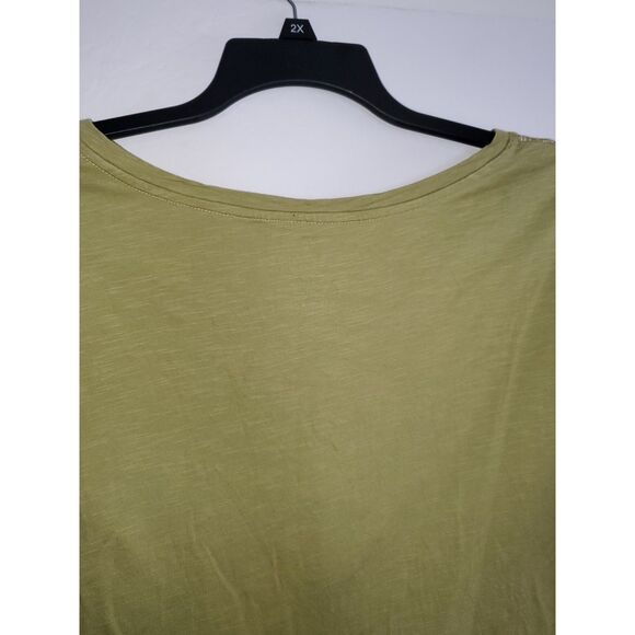 A Faded Glory Women's Plus Top Boho Embroidered Olive Green Cottage Core 4X - Picture 7 of 9